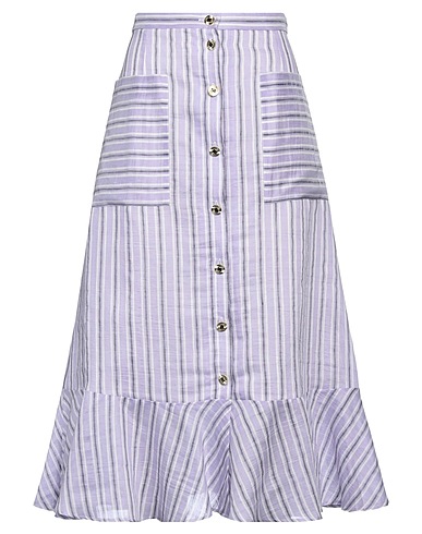 SANDRO Midi skirt Lilac 86% Linen, 14% Polyester, Cotton