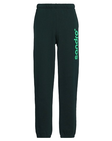 SANDRO Casual trouser Dark green 100% Cotton, Elastane