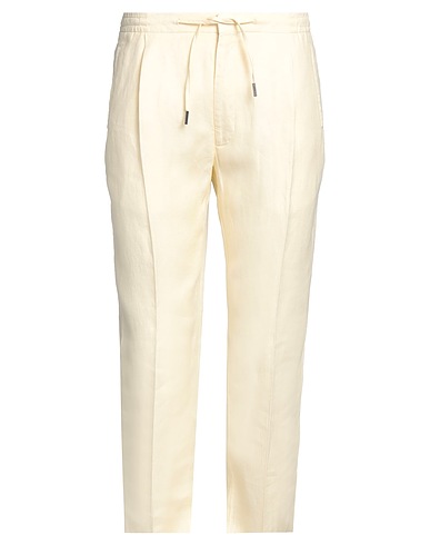 LARDINI Casual trouser Pastel yellow 100% Linen