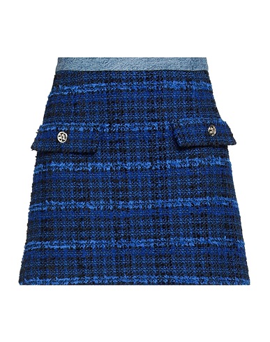 SANDRO Mini skirt Blue 52% Cotton, 27% Acrylic, 14% Polyester, 5% Wool, 2% Viscose