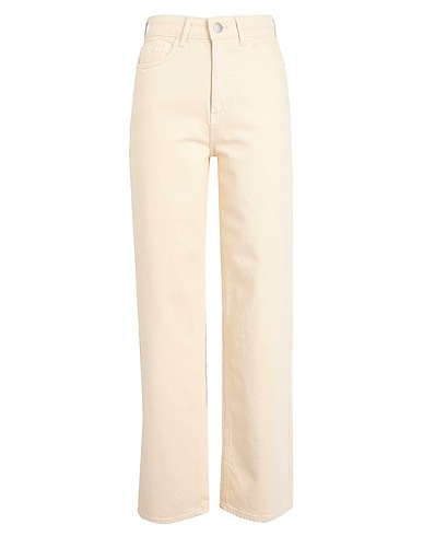 VILA Denim trousers Ivory 99% Cotton, 1% Elastane