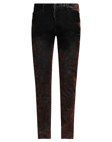 DSQUARED2 Denim trousers Dark brown 84% Cotton, 13% Viscose, 3% Elastane, Calfskin