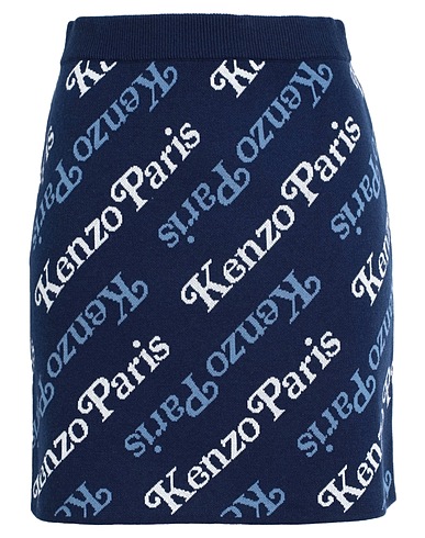 KENZO Mini skirt Navy 64% Organic cotton, 36% Wool