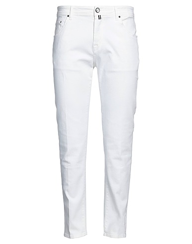 JACOB COHЁN Denim pants White 93% Cotton, 5% Elastomultiester, 2% Elastane