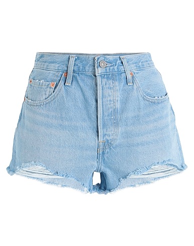 LEVI'S Denim shorts 501® ORIGINAL SHORT LIGHT INDIGO - WORN IN
 Blue 100% Cotton