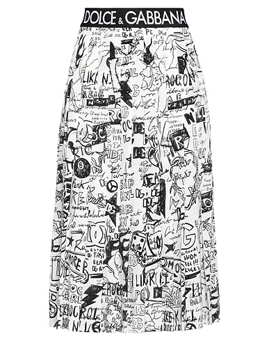 DOLCE&GABBANA Gonna midi Nero 100% Seta, Poliestere, Elastan