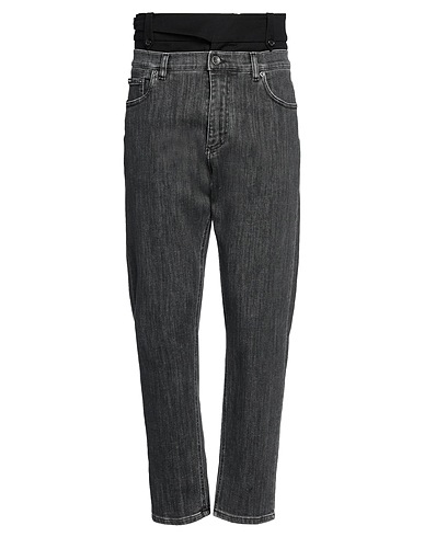 DOLCE&GABBANA Denim trousers Black 98% Cotton, 2% Elastane, Cow leather