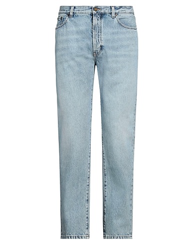SAINT LAURENT Denim trousers Blue 100% Cotton, Calfskin