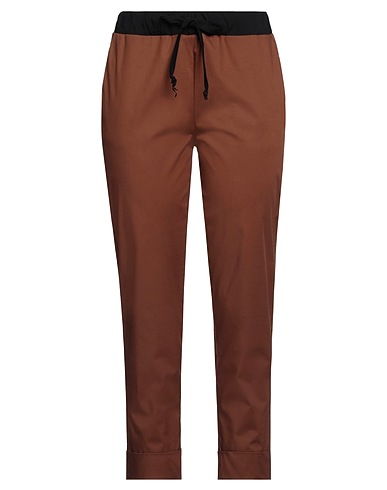 VICTORIA C. Casual trouser Brown 70% Cotton, 25% Polyamide, 5% Elastane