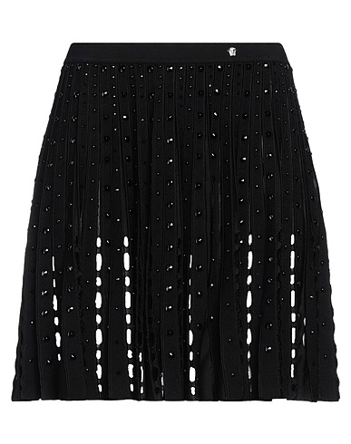 VERSACE Mini skirt Black 89% Viscose, 10% Polyester, 1% Elastane, Aluminium, Glass