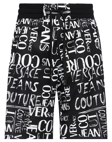 VERSACE JEANS COUTURE Shorts & Bermuda Black 100% Polyester, Cotton, Elastane