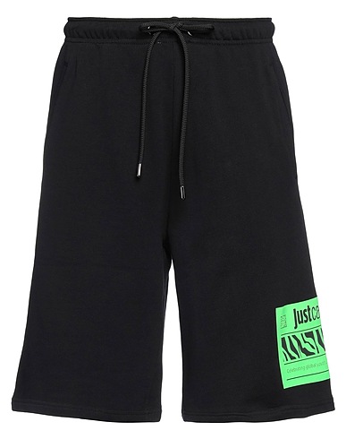 JUST CAVALLI Shorts & Bermuda Black 100% Cotton, Elastane