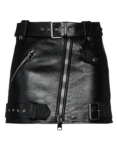 MCQUEEN Mini skirt Black 100% Calfskin