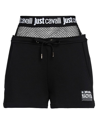 JUST CAVALLI Shorts & Bermuda Black 100% Cotton, Polyester, Elastane