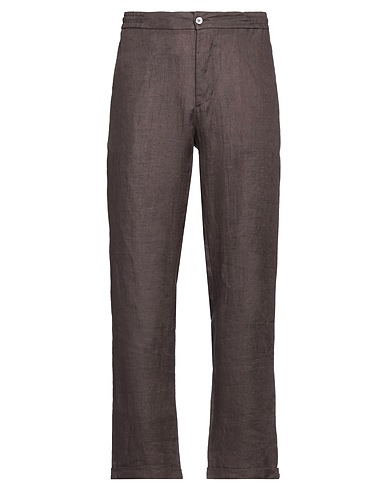 ALPHA STUDIO Casual trouser Chocolate brown 100% Linen