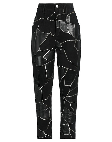 ISABEL MARANT Casual pants Black 100% Goat skin, Lambskin, Cow leather, Polyester