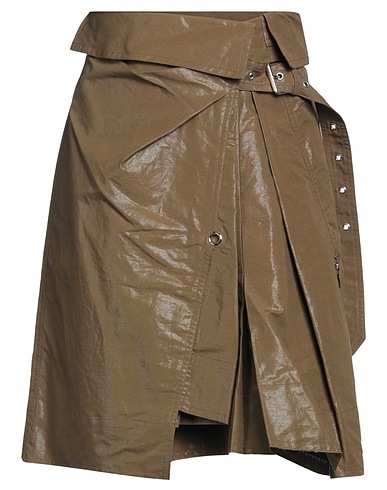 ISABEL MARANT Mini skirt Military green 72% Cotton, 28% Linen, Brass, Zamak
