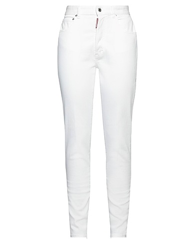 DSQUARED2 Pantaloni jeans Bianco 92% Cotone, 5% Elastomultiestere, 3% Elastan, Poliestere, Pelle di bovino