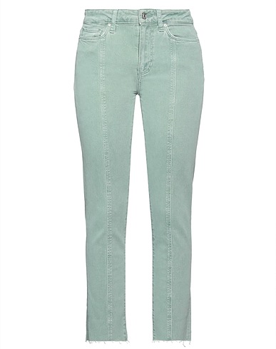 PAIGE Denim trousers Sage green 98% Cotton, 2% Elastane
