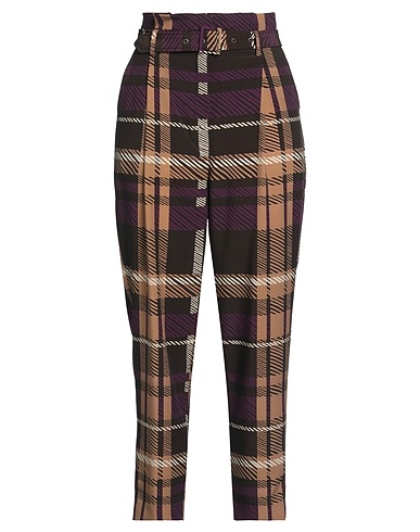 1-ONE Casual trouser Dark brown 94% Polyester, 6% Elastane