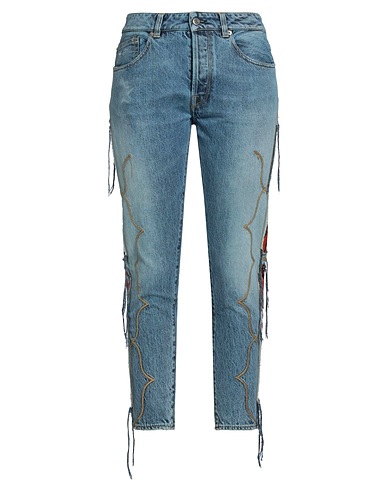 GOLDEN GOOSE Pantaloni jeans Blu 100% Cotone, Pelle ovina