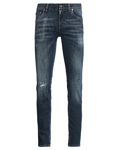 DOLCE&GABBANA Denim trousers Blue 92% Cotton, 6% Polyethylene, 2% Elastane, Zamak, Calfskin