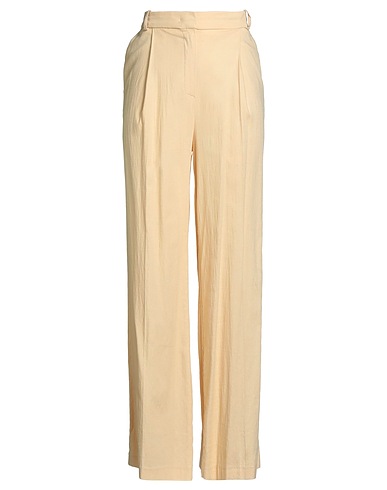 KAOS Casual trouser Pastel yellow 73% Viscose, 22% Linen, 3% Cotton, 2% Elastane