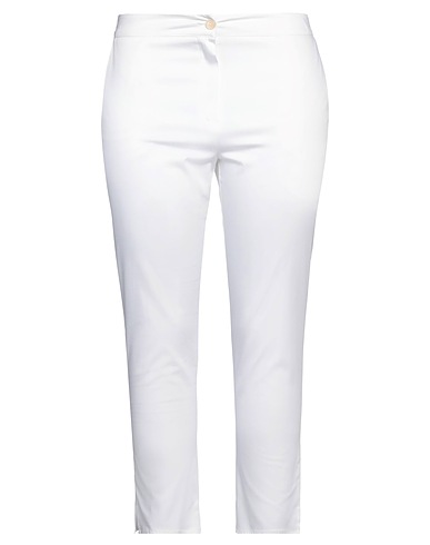 FERRANTE Casual trouser White 97% Cotton, 3% Elastane