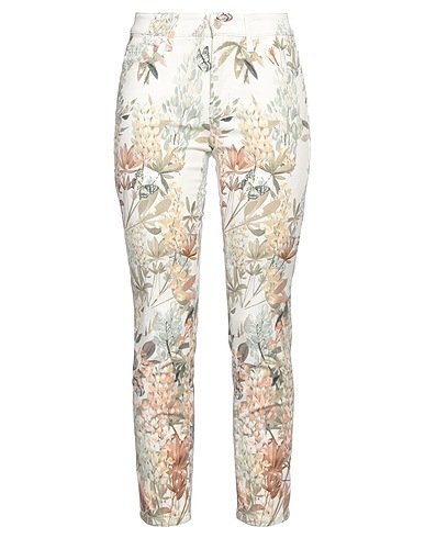 CAMBIO Denim trousers Ivory 97% Cotton, 3% Elastane