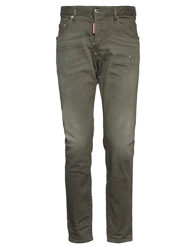 DSQUARED2 Pantaloni jeans Verde militare 97% Cotone, 3% Elastan, Pelle di vitello
