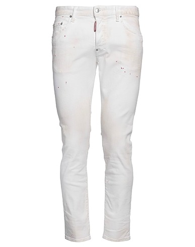 DSQUARED2 ジーンズ ホワイト コットン 97% / ポリウレタン 3% / 牛革（カーフ）