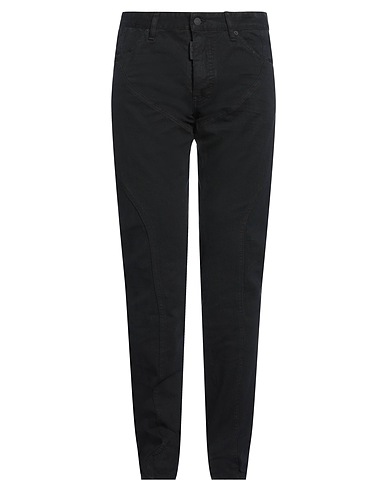DSQUARED2 Denim trousers Black 100% Cotton, Ovine leather