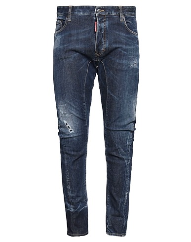 DSQUARED2 Denim trousers Blue 92% Cotton, 6% Elastomultiester, 2% Elastane, Calfskin