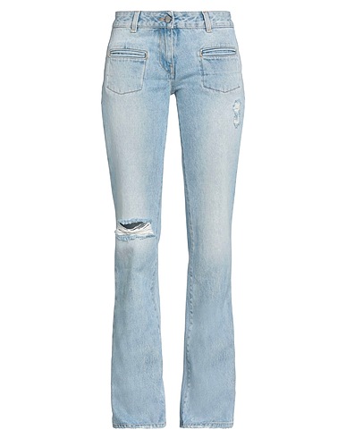 PALM ANGELS Denim trousers Blue 100% Cotton, Leather