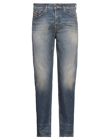 DIESEL Denim trousers Blue 99% Cotton, 1% Elastane, Cow leather