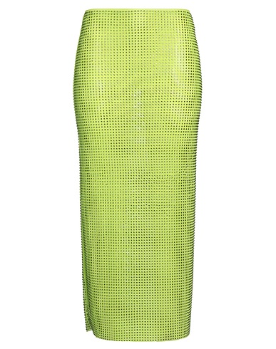 SELF-PORTRAIT Midi skirt Lime green 95% Polyester, 5% Elastane