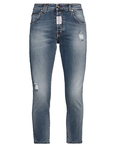 PHILIPP PLEIN Denim trousers Blue 99% Cotton, 1% Elastane