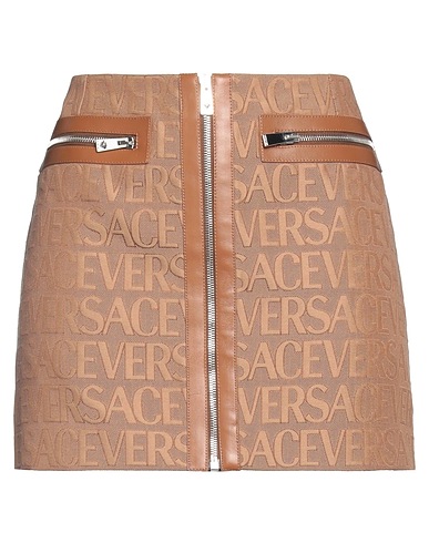 VERSACE Mini skirt Camel 60% Polyester, 40% Cotton, Lambskin