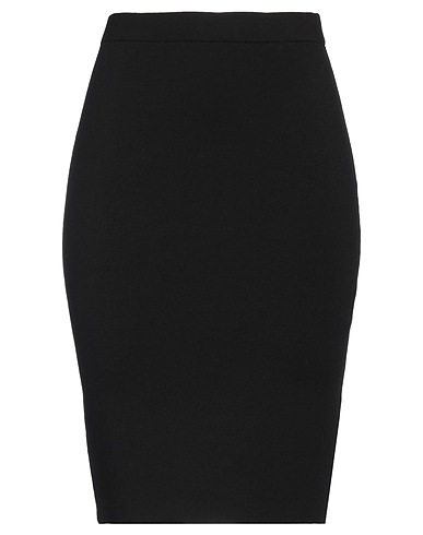 SAINT LAURENT Midi skirt Black 90% Wool, 8% Polyamide, 2% Elastane