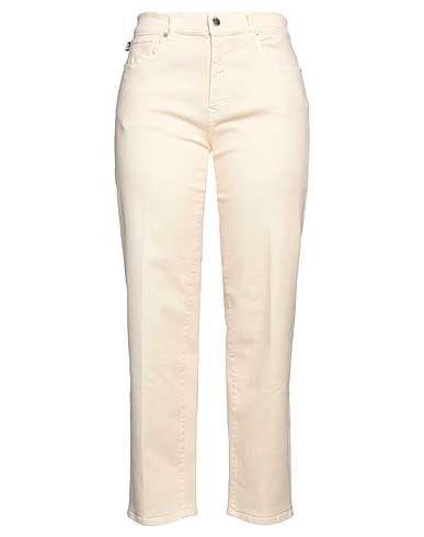 LOVE MOSCHINO Denim trousers Cream 93% Cotton, 5% Elastomultiester, 2% Elastane