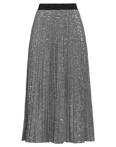 KARL LAGERFELD Midi skirt Silver 100% Polyester
