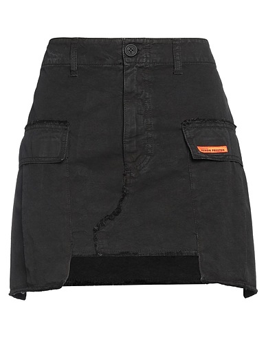HERON PRESTON Mini skirt Black 80% Cotton, 20% Linen