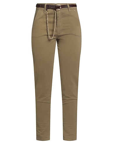 KOCCA Casual trouser Military green 97% Cotton, 3% Elastane, Polyurethane, Polyester, Viscose