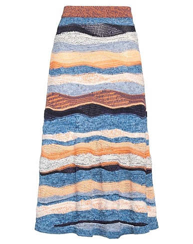 ULLA JOHNSON Midi skirt Light blue 86% Cotton, 14% Nylon