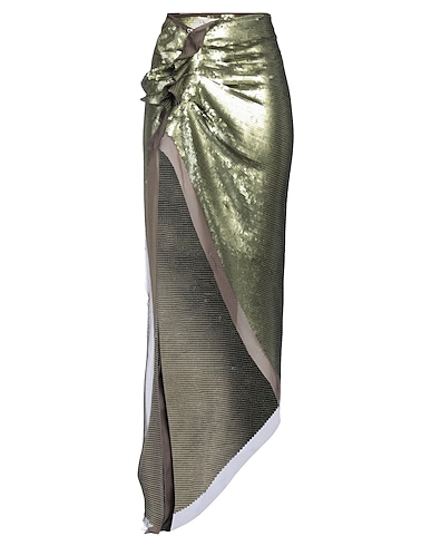 RICK OWENS Long skirt Gold 100% Silk, Polyester
