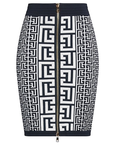 BALMAIN Midi skirt Midnight blue 51% Wool, 28% Viscose, 19% Polyamide, 2% Elastane