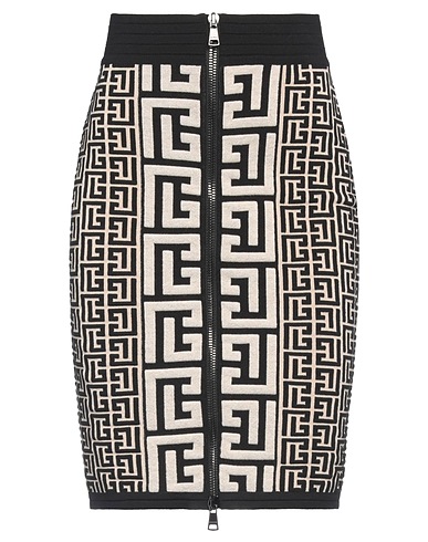 BALMAIN Midi skirt Beige 51% Wool, 28% Viscose, 19% Polyamide, 2% Elastane