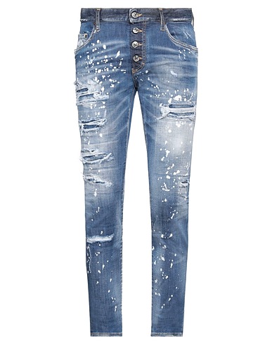 DSQUARED2 Denim pants Blue 92% Cotton, 6% Elastomultiester, 2% Elastane, Cow leather