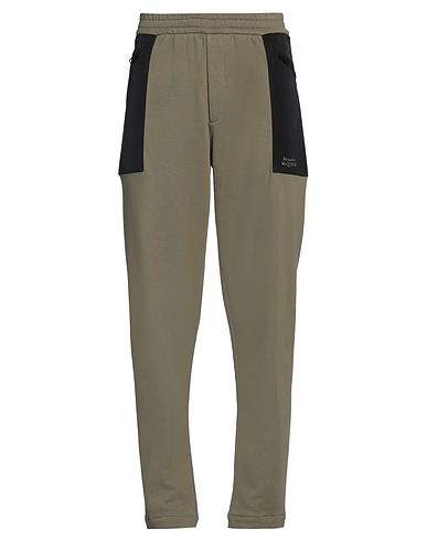 MCQUEEN Pantalone Verde militare 100% Cotone, Poliestere, Viscosa