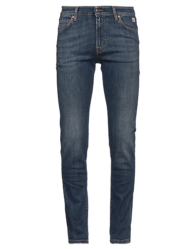 ROŸ ROGER'S Denim trousers Blue 99% Cotton, 1% Rubber